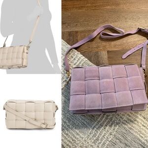 Authentic Made in Italy Suede Lavender Woven Crossbody Bag